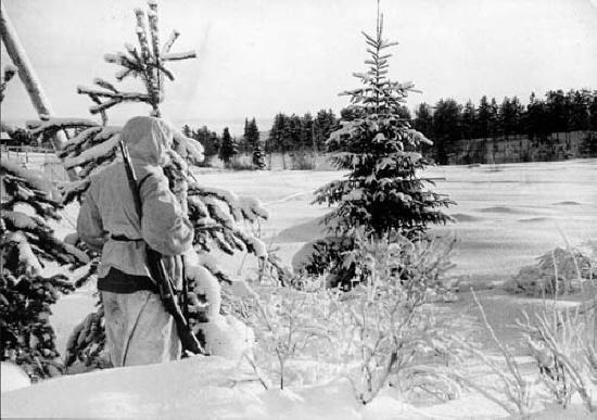 Soldado finlandés en la guerra de invierno