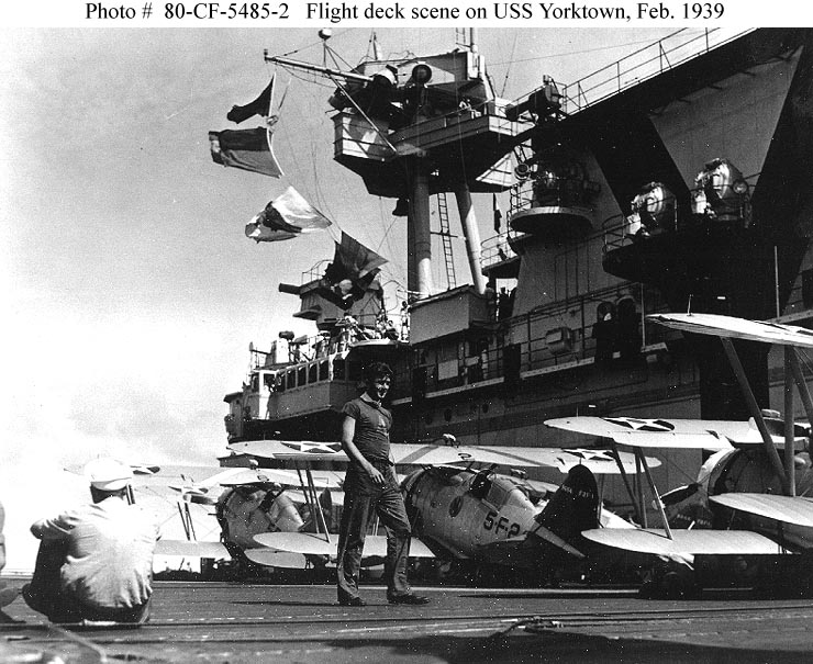 Cubierta de vuelo del USS Yorktown, febrero de 1939