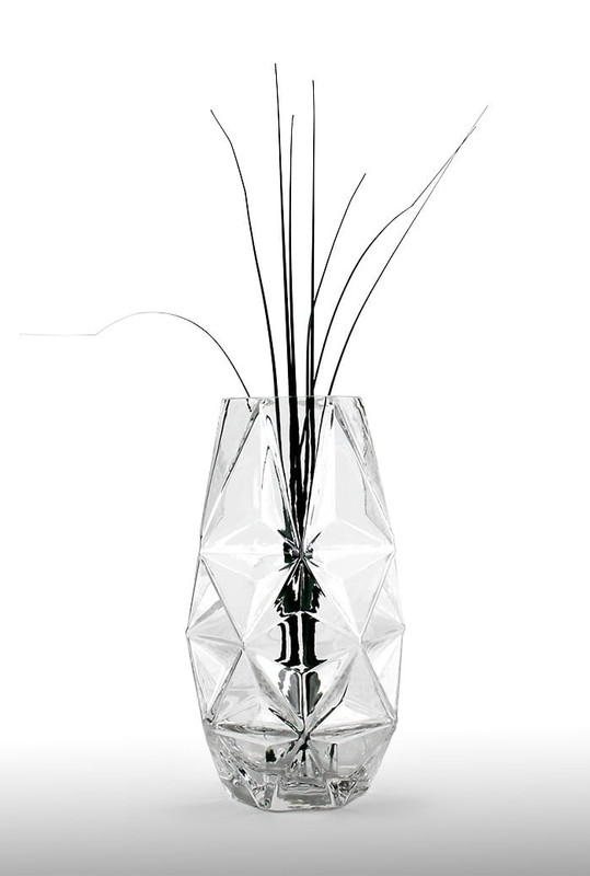 Geometric Art-Deco Faceted Gem Glass Vase, H-10